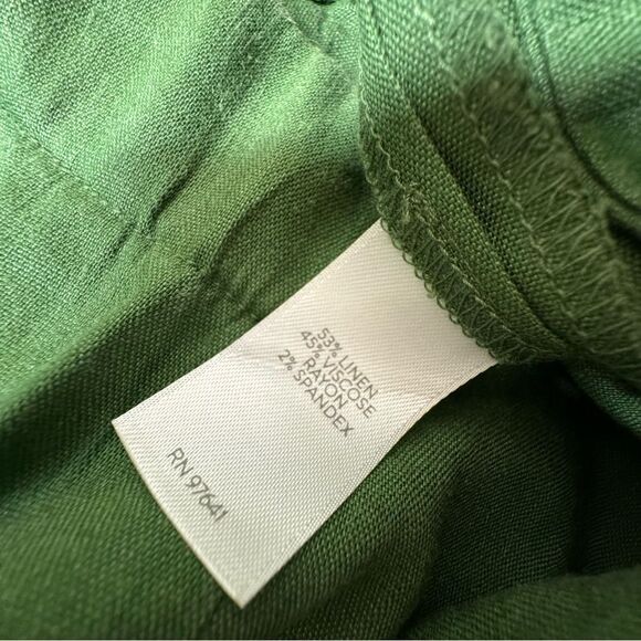 J.Jill Stretch Linen Trouser Pull On Flat Front Split Hem in Moss Olive M - Picture 8 of 9